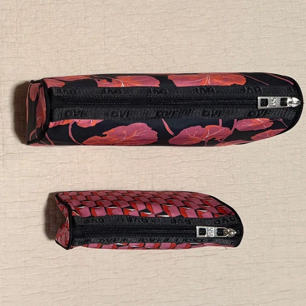 Diane Von Furstenberg NWOT Floral and Geometric Cosmetic Bag Duo
